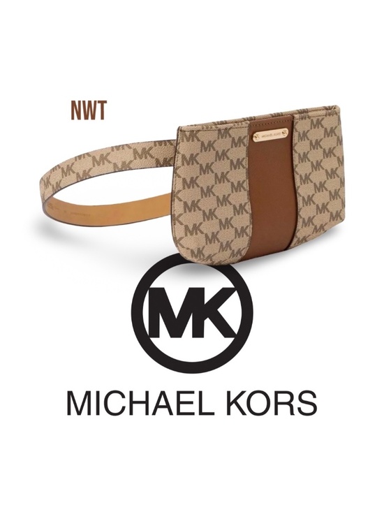 Michael Kors Handbags - ✨ NWT Michael Kors Signature Logo Center Stripe Belt Bag Fanny Pack - Size S/M ✨